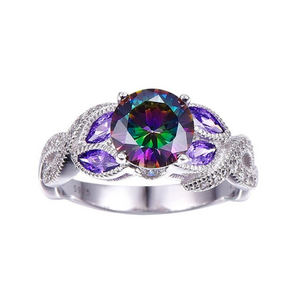 Huitan Jewelry - 925 Silver Rings Mystic Topaz Wedding Ring New